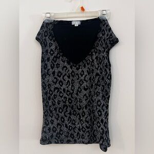 Silver Glitter Leopard Dress Top